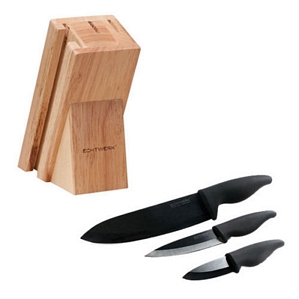 Echtwerk Keramikmesser Set Pro Black Edition 3tlg. inkl. Messerblock aus Holz